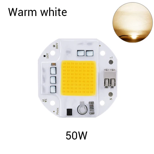 Warm White 50W Светодиодный чип 50 Вт, 30 Вт, 20 Вт, Диодная Матрица для прожектора переменного тока 110 В, 220 В, без пайки, COB светодиодный чип, без необходимости, драйвер, сделай сам, бусины, теплый белый цвет - Испускаемый цвет: Warm White 50W