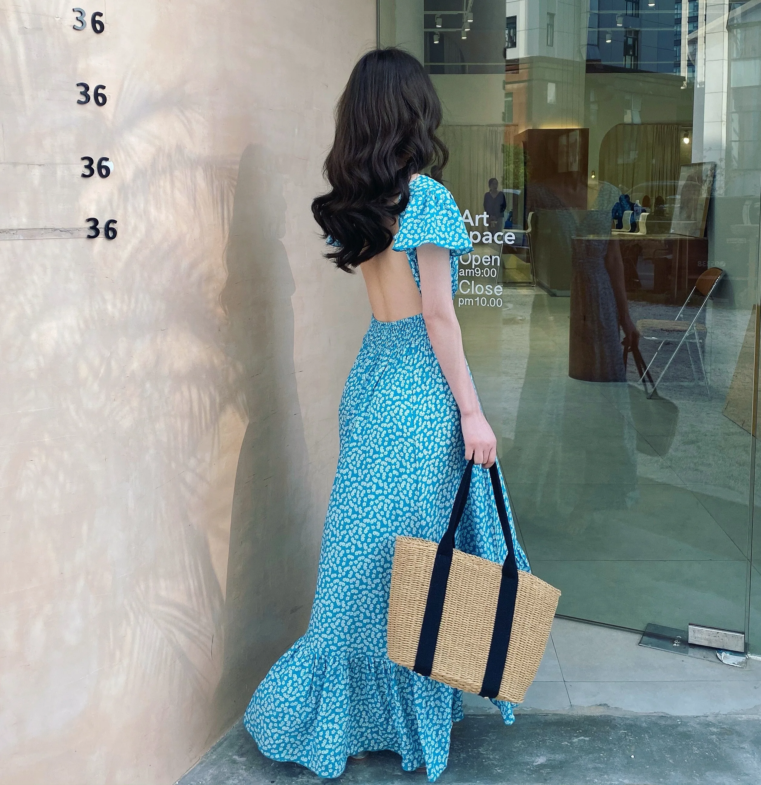 Платье женское длинное с тропическим принтом пикантное вечернее элегантное