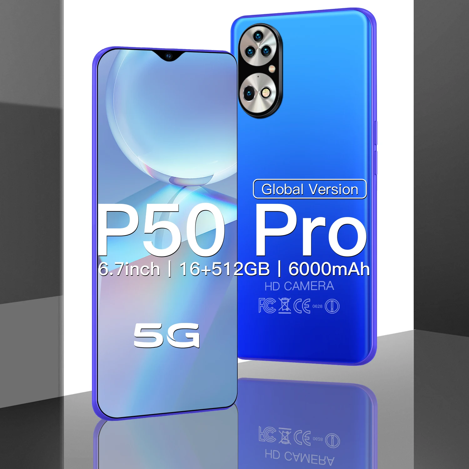 

P50 Pro 6.7-inch Smartphone 16GB+512GB Full Display Android Telefons 48mp Camera 6000mah Power Storage Global Version 5G Phone