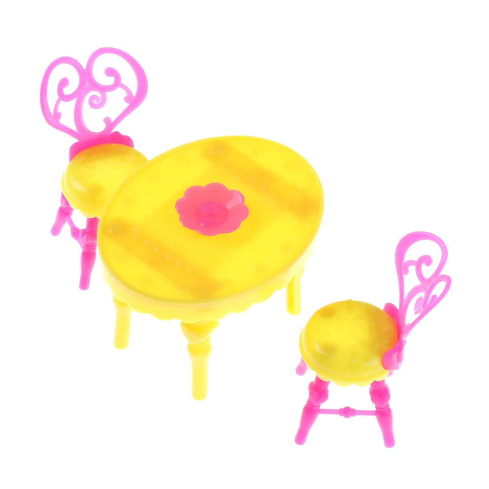 

Cute Exquisite Play-House Toy Set 1 Leisure Table 2 Chairs Birthday Christmas Gift Decoration
