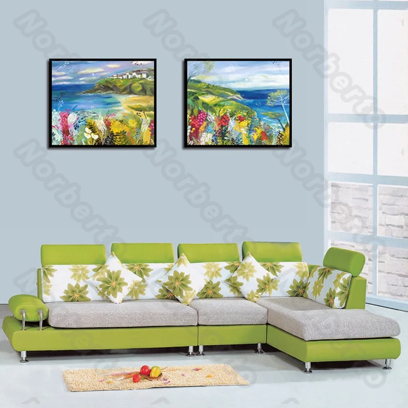 

Modern Style Canvas Painting Wall Poster Sea Landscape with Colorful Plants Painting for Living Room Bedroom Decoration
