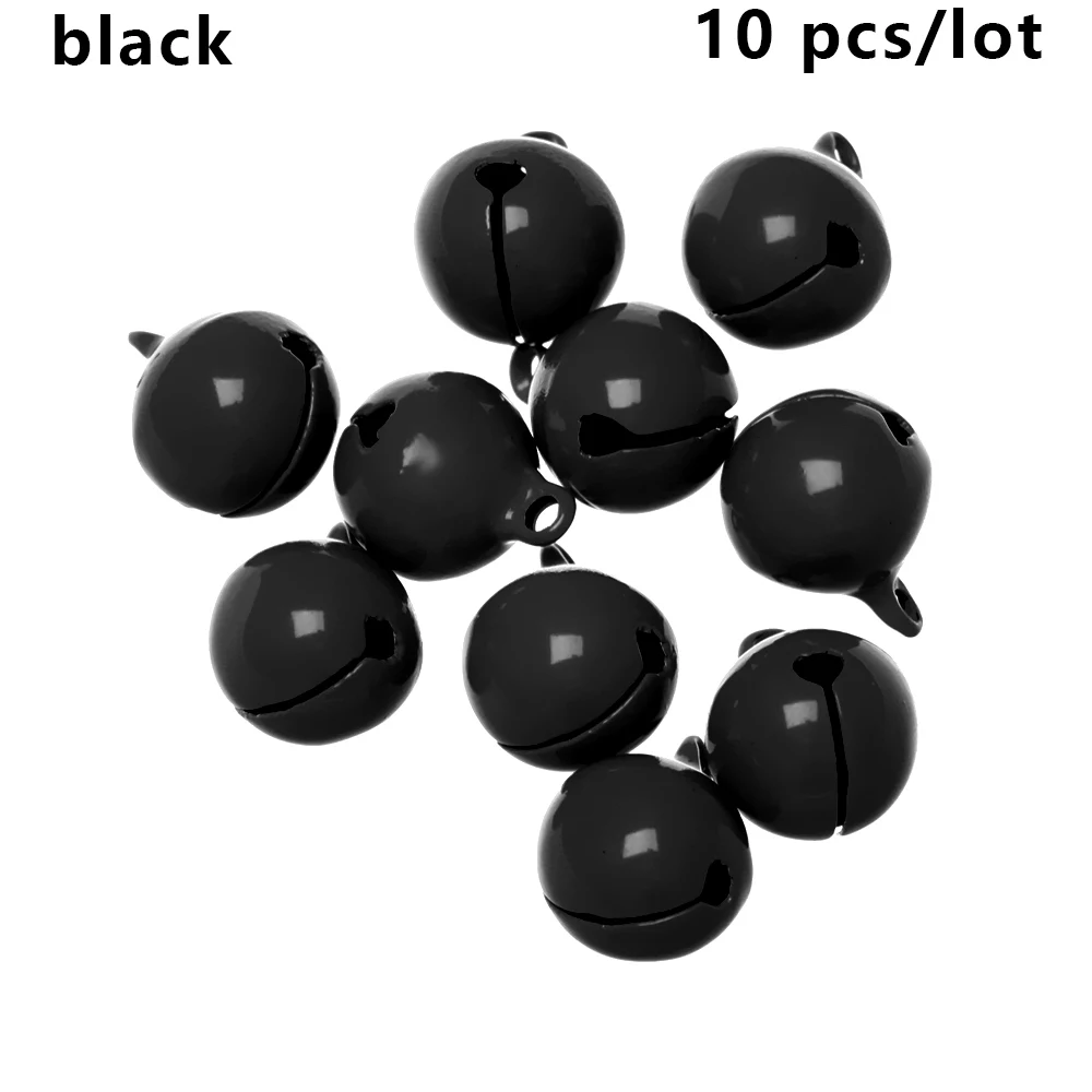 black 10 шт цветные Свободные металлические бусины, железные колокольчики, рождественские подвесные Подвески, Колокольчик для елки, праздничные декоративные шары, поделки своими руками - Цвет: black