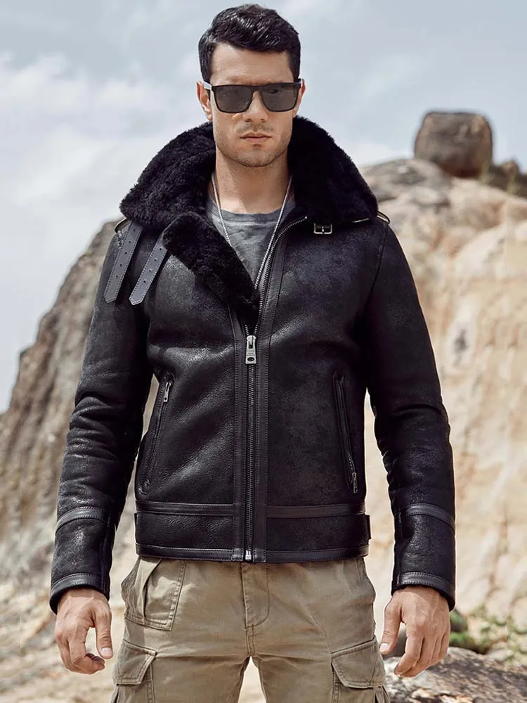 Denny &amp Dora новая мужская дубленка B3 черная кожаная куртка зимняя верхняя одежда