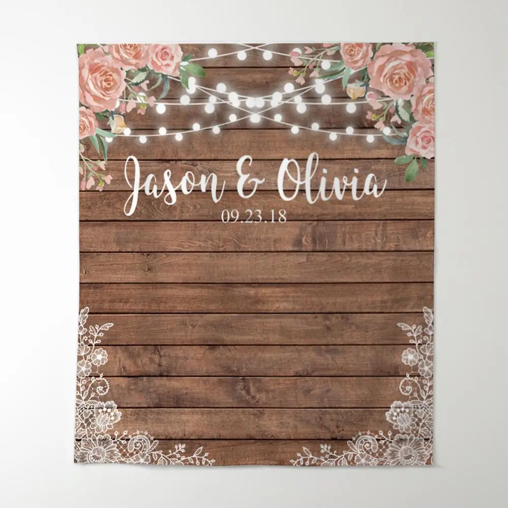 Allenjoy Anniversary Event Supplies Colorful Flowers Wooden Floors Blackboard Party Supplies Modern Wedding Activities Wallpaper - Color: AEC-00816