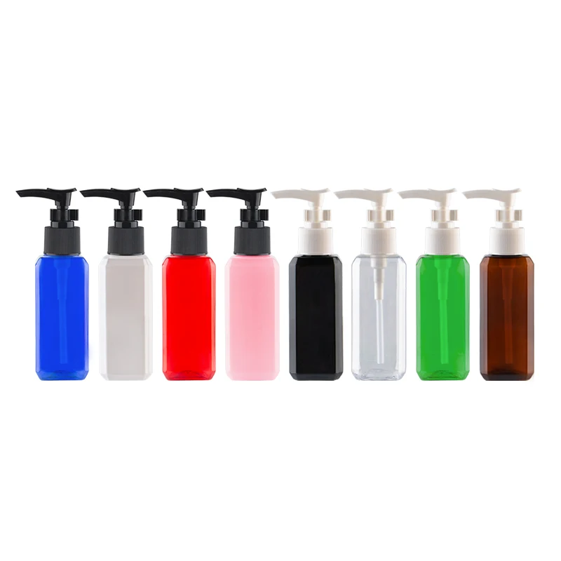 

50ml X 50 Small Size Bayonet Pump Plastic Bottles Colored PET Mini Containers Refillable Travel Bottle For Liquid Soap Shampoo