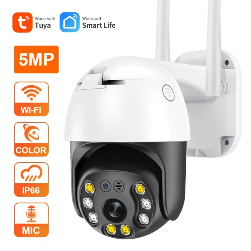 

5MP Wifi PTZ Camera Tuya Smart Monitoring Outdoor Wireless Human Detect Security IP Cam Night Vision Camera IP66 Waterproof