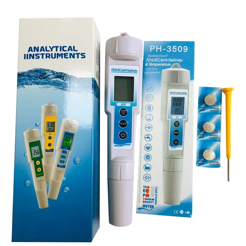 

Professional Digital 5 in 1 TDS/EC/PH/Salinity/Temperature Tester Pen Conductivity Water Quality Measurement Tools