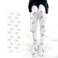 cute overknee socks anime print gothic lolita kawaii stockings white over knee high socks for women girls cartoon tights cosplay