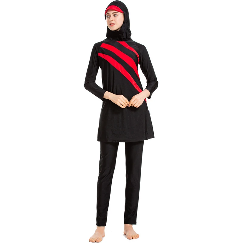 

Мусульманский купальник, Женский скромный хиджаб, размера плюс 4XL с длинным рукавом, Мусульманский купальник, купальный костюм, летний Моно...
