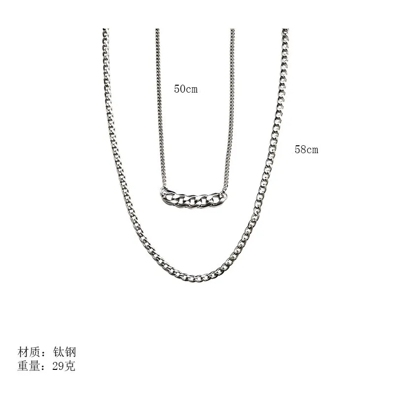 

Vintage Double Layer Stainless Steel Chain Statement Necklaces For Women Fashion Simple Hip hop Jewelry Necklaces Collares femme