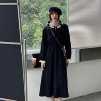 houzhou black lace patchwork dress women kawaii preppy style vintage long sleeve dresses gothic streetwear female elegant robe