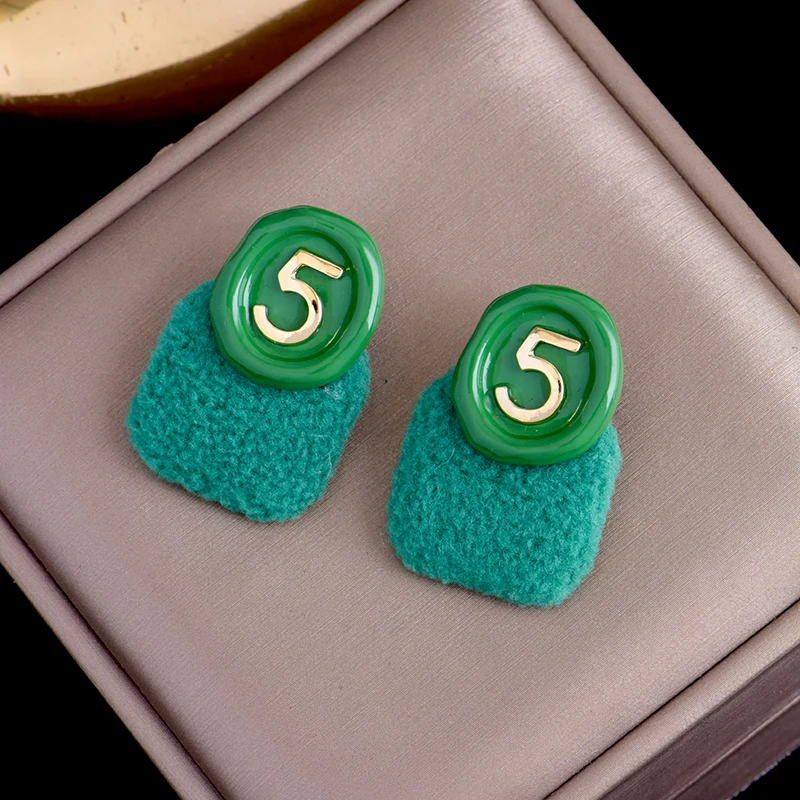 

fashion 925 Silver needle Retro Simplicity 5 green stud earrin Light luxury charm drop earring atmosphere for women gift jewelry
