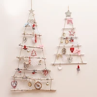 nature wooden christmas log hanging tree triangle diy wall door window hanging ornaments christmas decoration props supplies