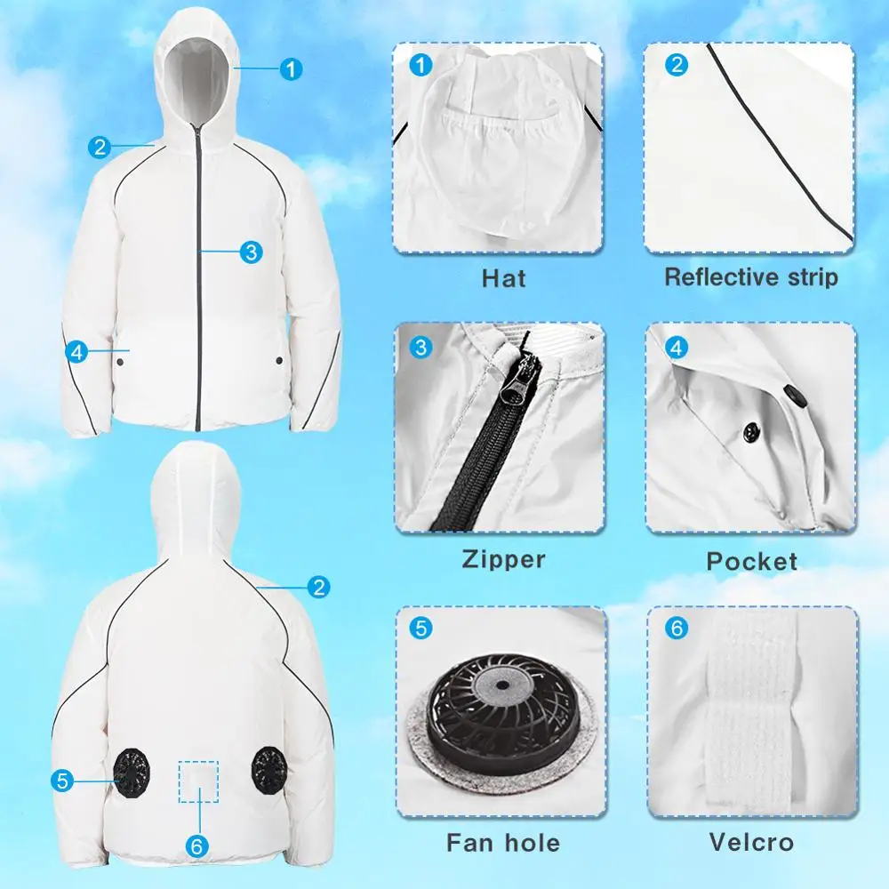 Куртка с 2 вентиляторами и защитой от ультрафиолета aldowa 3 скорости охлаждение USB