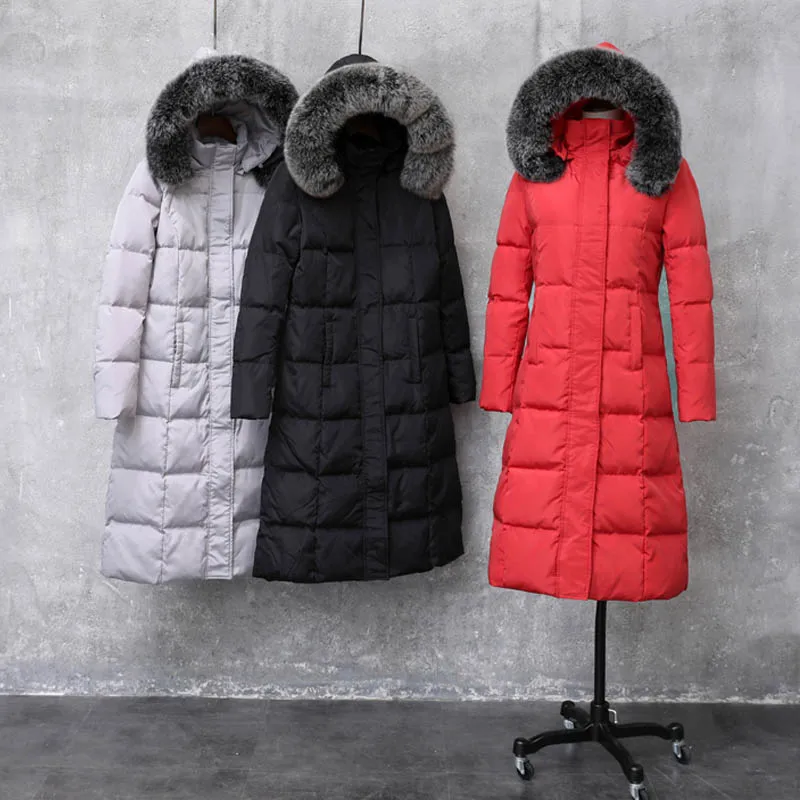 Натуральный мех енота воротник 90% утиный пух куртка новые женские зимние