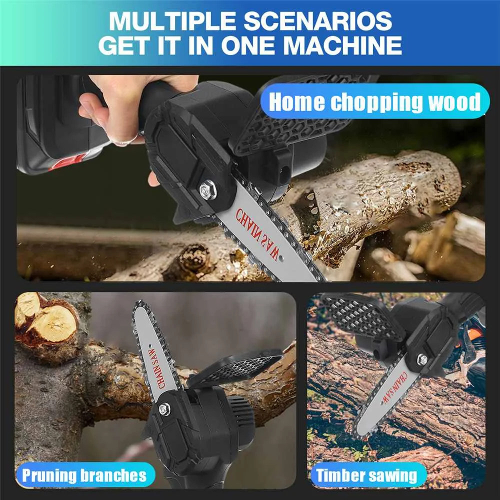 1500 Вт 88Vf 6-дюймовая Электрическая цепная пила с 2 батареями садовая обрезка