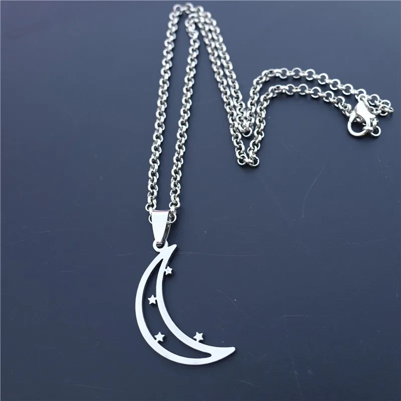 

12 Pieces Crescent Moon & Stars Islam Necklace Stainless Steel Pendant Jewelry Gift For Men Women Wholesale