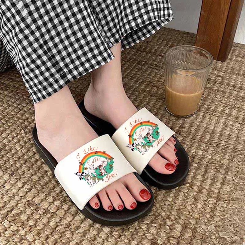 

Rainbow Printed Lady Slipper 2021 New women shoes Casual Flat Shoes Harajuku slippers Summer sandals Slipper for woman mujer