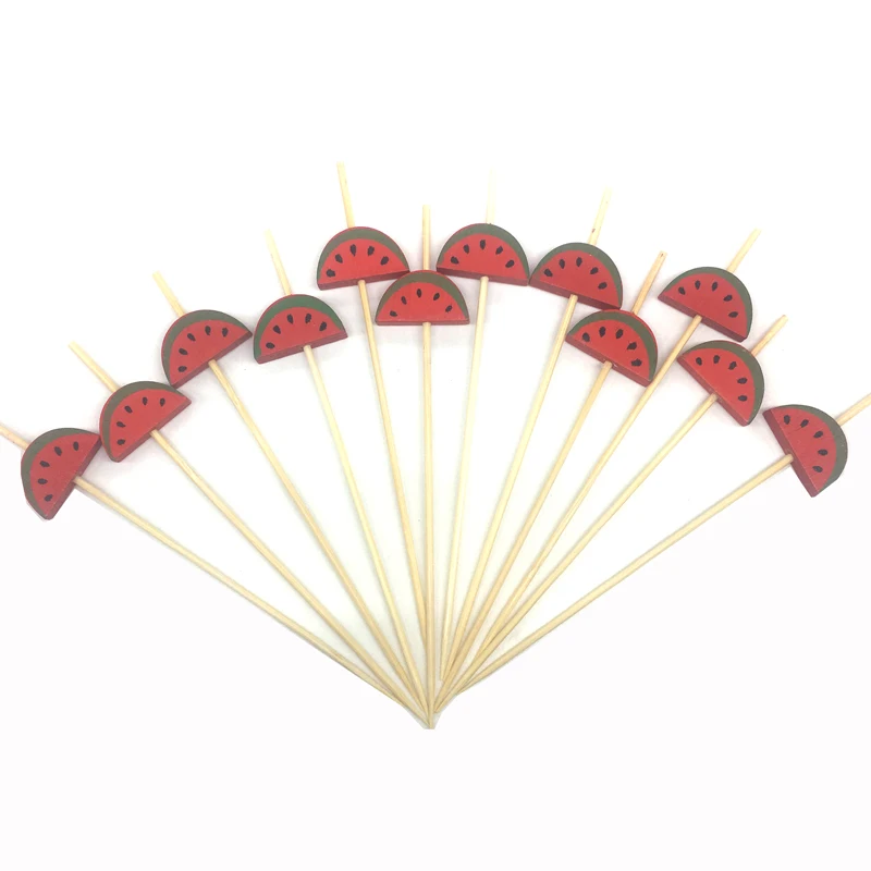 watermelon 100 шт Фламинго бамбуковая палочка буфет ананас кактус, листья фрукт для кекса Вилка десертная палочка для салата Коктейльные шпажки вечерние украшения - Цвет: watermelon