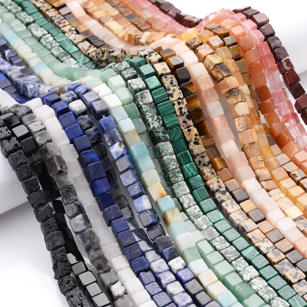 

Бусины из натурального камня 6 мм, кубическая форма, лава, авантюрин, малахит, тигровый глаз, бусины-разделители, подвеска для браслета