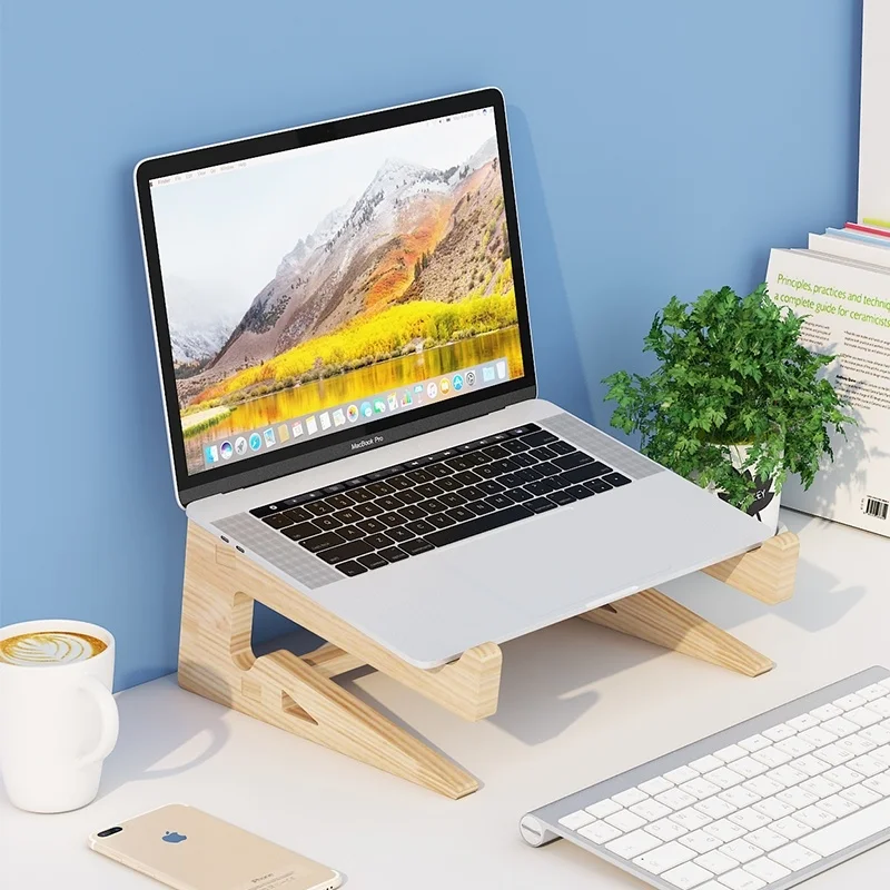 

Подставка для ноутбука с деревянной подставкой, охлаждающая подставка для ПК, Macbook Pro Air, IPad Pro, аксессуары для ноутбука с деревянным держател...