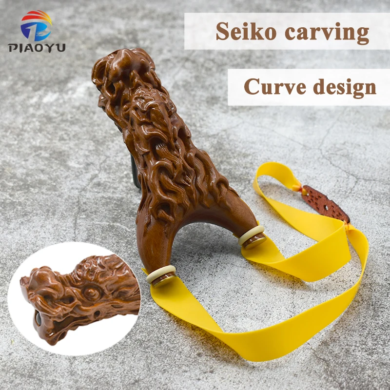

Chinese Three-Dimensional Carving Wooden Slingshot Outdoor Catapult Toys with Rubber Band Outdoor Shooting Sports