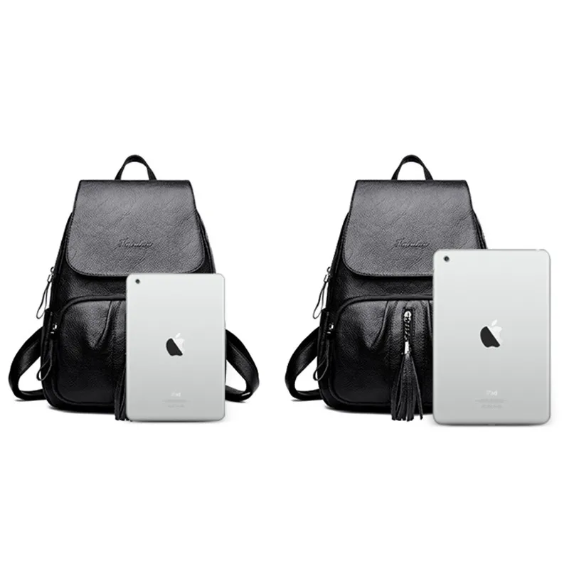 Женский кожаный рюкзак с кисточками женские школьные сумки на плечо для девочек