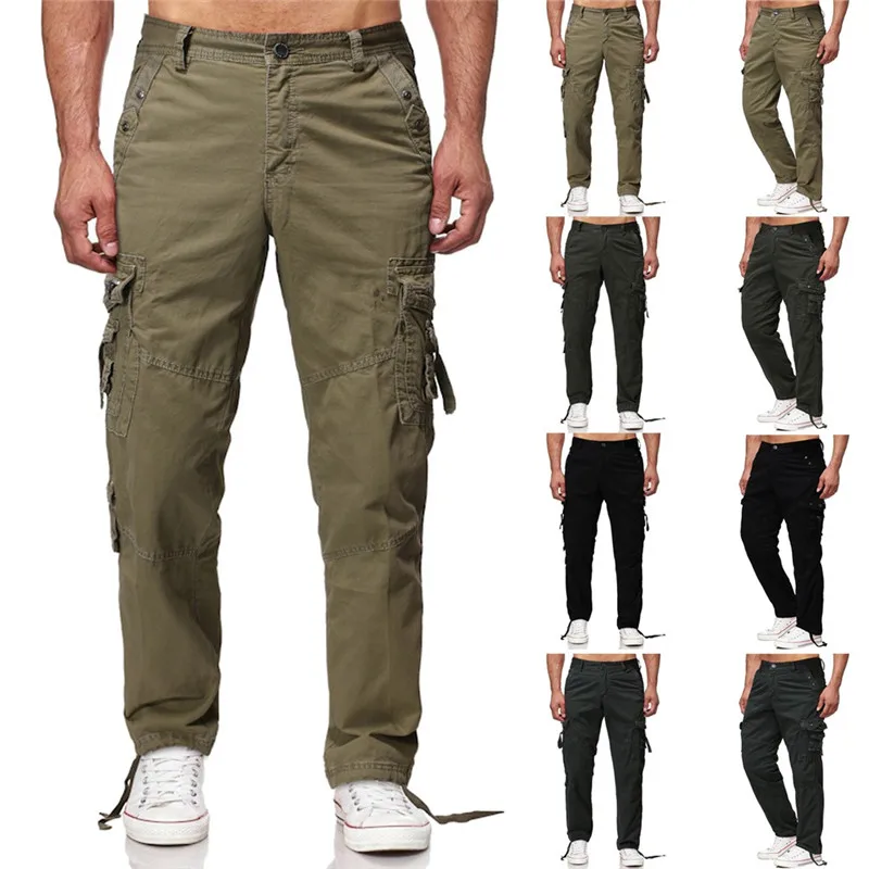 Mens Pants 2017 Fleece Warm Winter Cargo Big SizeMen Casual Loose Multi-pocket Causal Straight Jeans for Size |