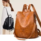 Рюкзак женский из кожи аллигатора, большой женский рюкзак с тиснением под крокодиловую кожу, женский рюкзак для путешествий, школьная сумка для девочек-подростков