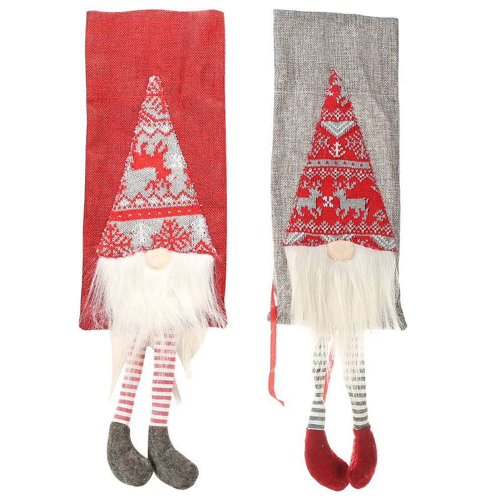 Имитация бороды Рождественская бутылка вина пылезащитный чехол Рождество Navidad