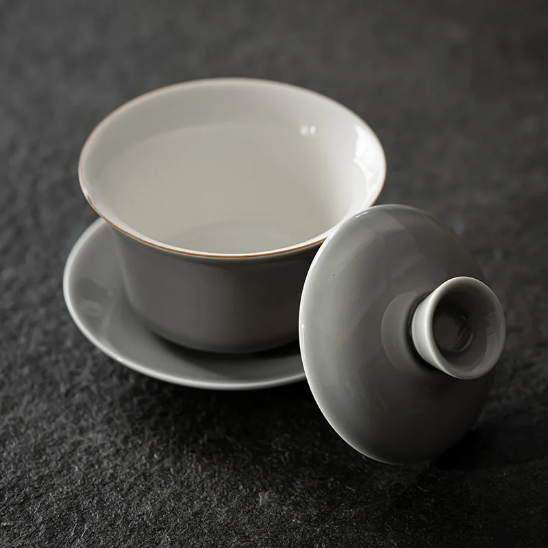 Tazón de tapa esmaltado de estilo japonés, taza de té grande de cerámica hecha a mano, tazón de té de Kung Fu, fabricante de té fácil de Gaiwan