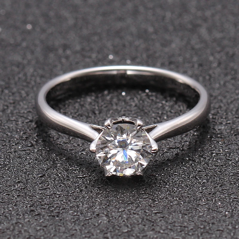 1 карат бесцветные сердца стрелы Charles Colvard Forever One Moissanite обручальные кольца Твердые