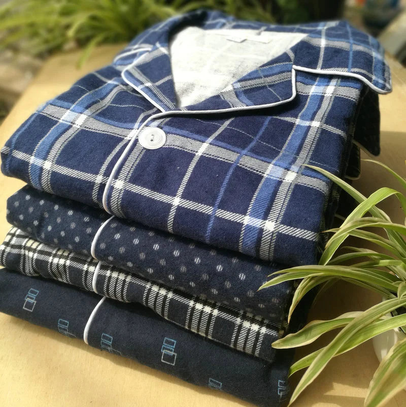 

Couples Pajamas Spring and Autumn Long-sleeved 100% Cotton Brushed flannel Classic Plaid Men Women 2pc plus size Pajama sets
