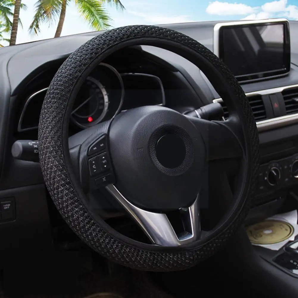 

Чехол на руль N7W8, мягкая противоскользящая Автомобильная Защитная крышка 38 см, детали для интерьера, эластичная оплетка для автомобиля, укр...