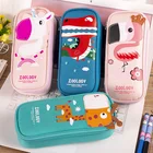 Чехол для карандашей большой емкости с мультяшным единорогом Фламинго животным