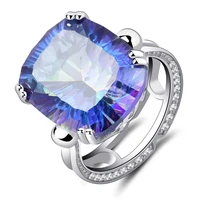 gems ballet 18 42ct natural blueish mystic quartz gemstone ring for women cocktail rings 925 sterling silver fine jewelry