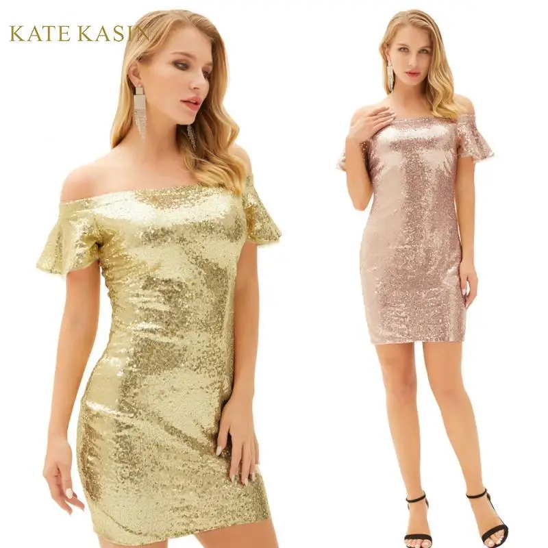 Kate Kasin сексуальное облегающее Клубное платье женское с открытыми плечами