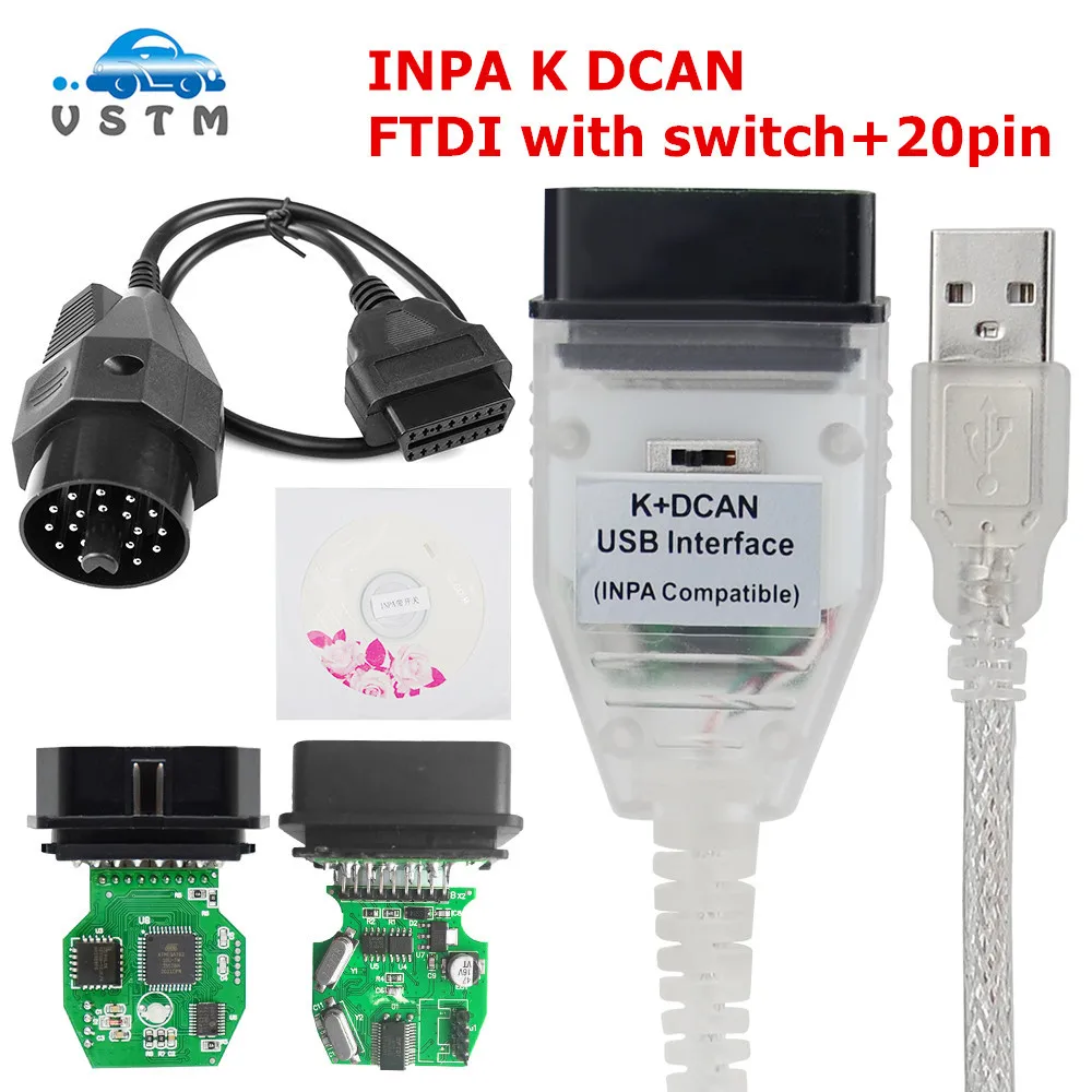 Новое поступление полный чип для BMW INPA K DCAN + может FTDI USB диагностический Интерфейс