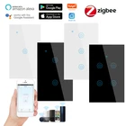 1234 Gang Zigbee Smart Touch переключатель дистанционного Управление дома Настенная кнопочная для Alexa и Google домашний помощник Стандартный приложение Smart Life AC100-240