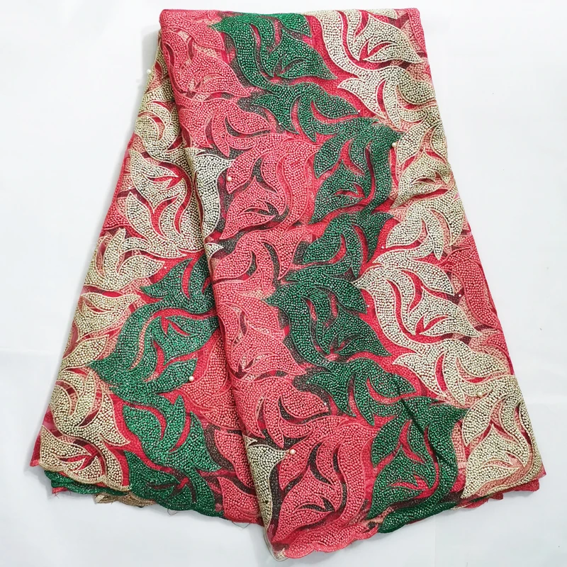 

Африканская кружевная ткань 2021, высококачественное кружево с бисером, нигерийские кружевные ткани для свадьбы, французская Тюлевая кружевная ткань