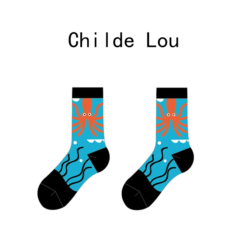 LOUGONGZI Childlike Funny Sox Creative Happy Color разные жаккардовые хлопковые модные классические