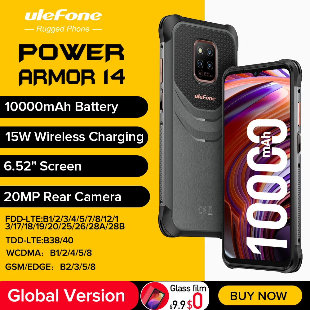 Ulefone Power Armor 14 Rugged Phone 10000mAh Android 11 2.4G/5G WLAN 6.52" cellphone Global Version NFC Smartphone