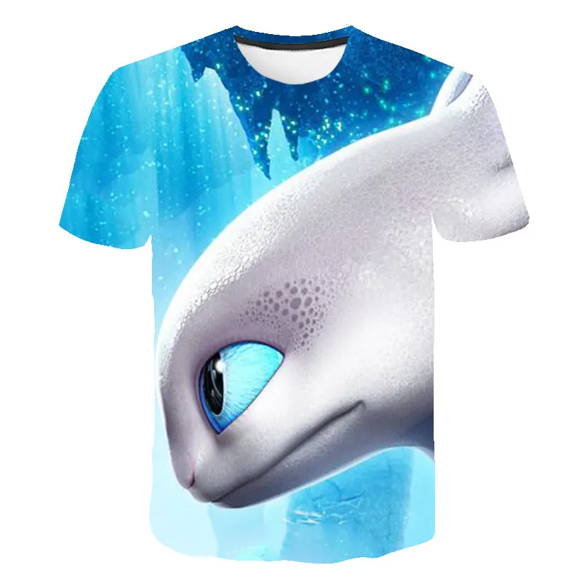 Лидер продаж Детская футболка милые топы Футболка с 3D рисунком дракона Летняя