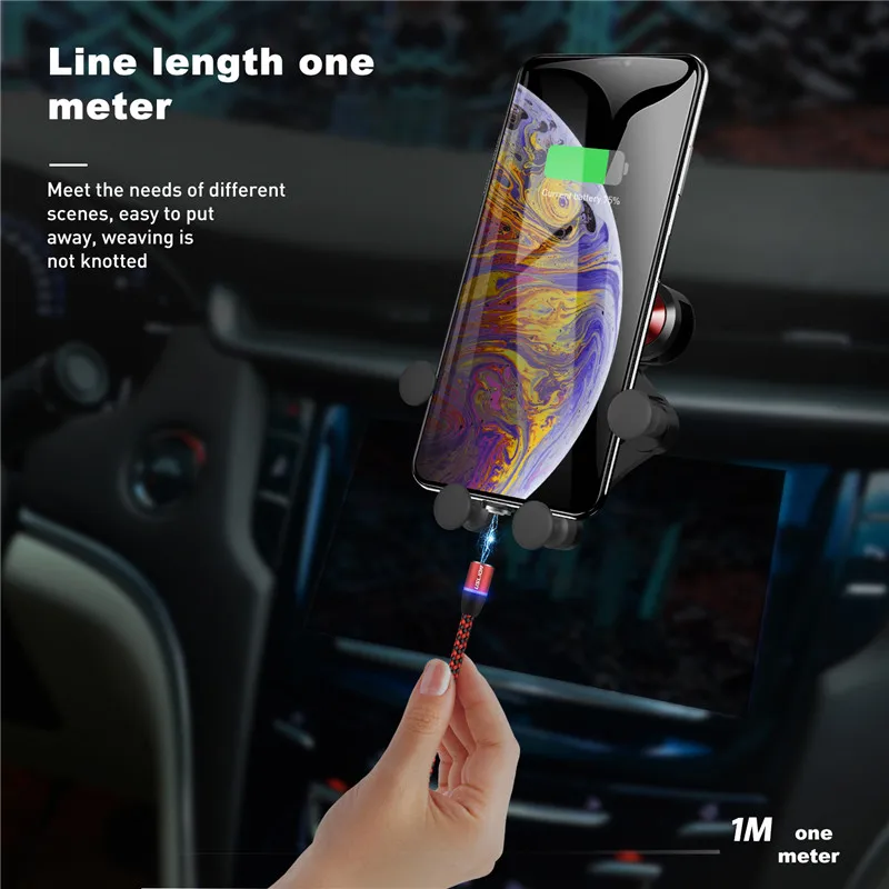 Магнитный кабель USLION Micro USB Type C для iPhone Samsung Xiaomi Huawei 2 м 3 А провод быстрой зарядки