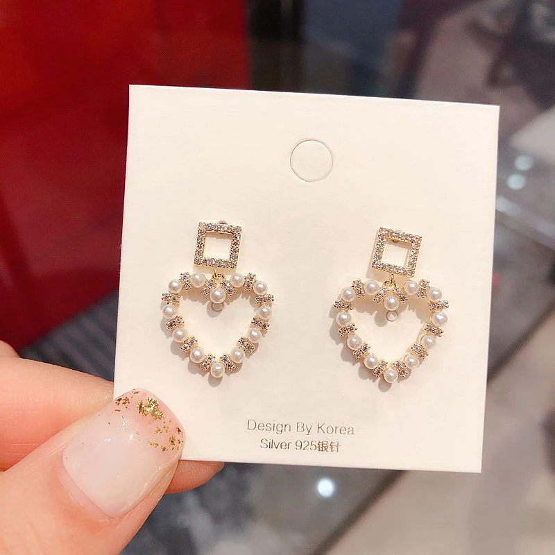 MIGGA серьги-подвески в форме сердца с микро кубическим цирконием женские серьги