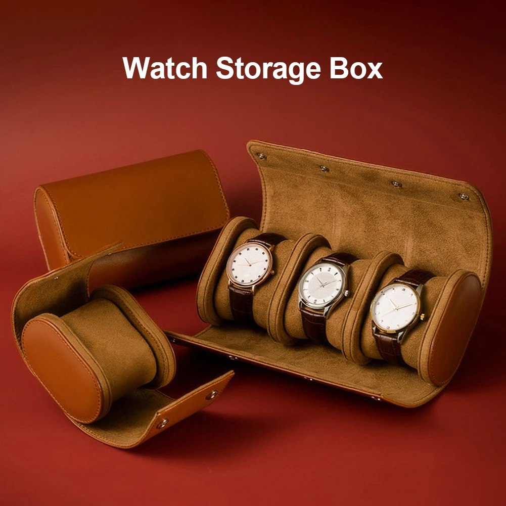 

PU Leather Watch Case 1 2 3 Slots Display Wristwatch Roll Storage Box Travel Portable Jewelry Holder Organizer Gift Coffee