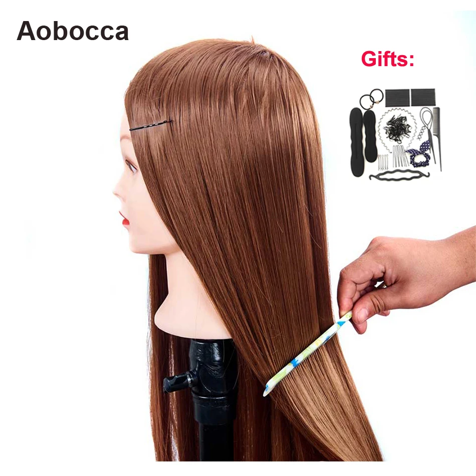 

Training Head 30 Inches Hairdressing Dolls Head Very Long Hair Female Mannequin Hairdressing Styling Professional Synthetic Hair