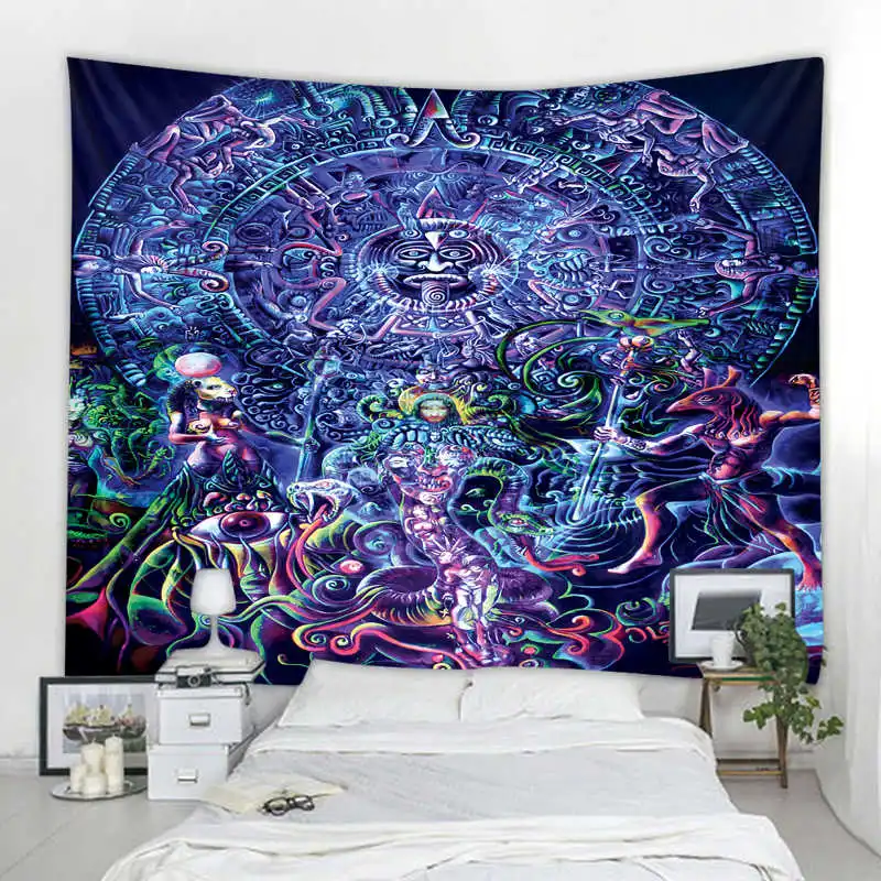 

Psychedelic God Buddha Art Tapestry Home Decoration Tapestries Bedroom Dormitory Bedside Decoration Abstract Background Cloth