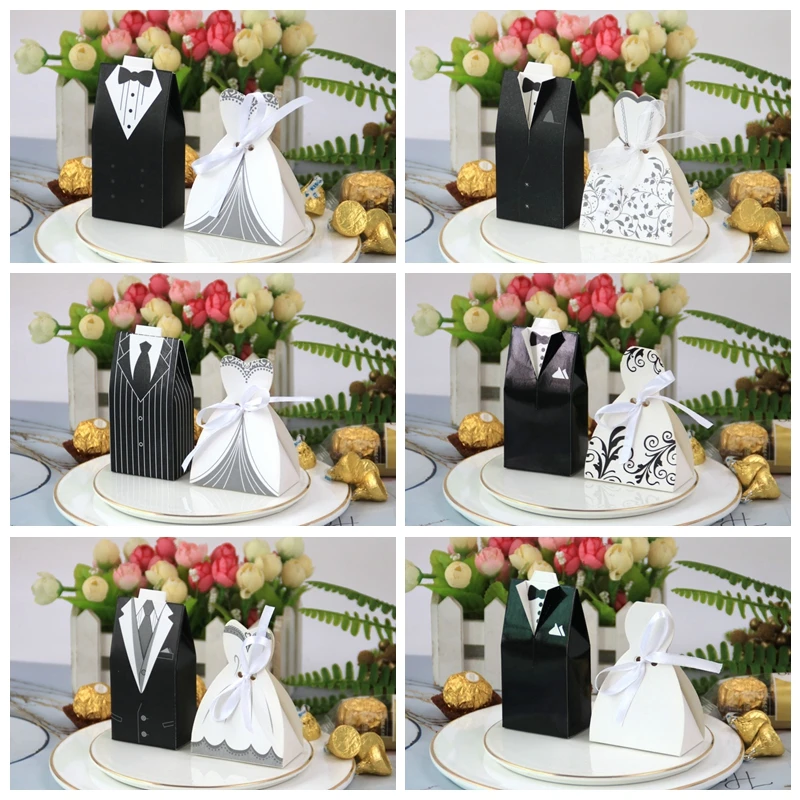 

10pc Creative Wedding Candy Box Bride Groom Candy Bags for Guests Rustic Weeding Decoration for Weddings MR and Mrs Wedding Love