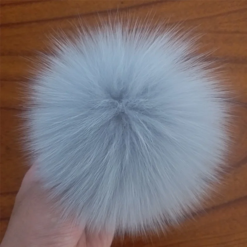Grey Fox Pompon Пушистый помпон из натурального Лисьего меха, помпоны из натурального меха лисы и енота, помпоны из натурального меха «сделай сам» с большим помпоном для шапок, шарфов, обуви 12-15 см - Цвет: Grey Fox Pompon